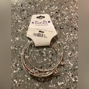 NWT set bundle 3 BNB boutique silver bangle bracelet set you are special charm